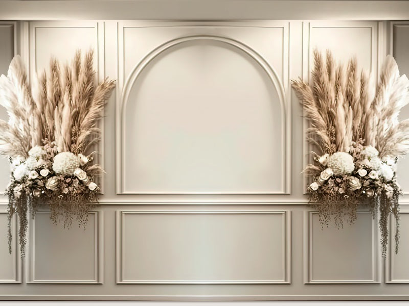 Kate Painted Cream Boho Wall Backdrop Dried Flowers Designed by Mini MakeBelieve - Kate Backdrop AU