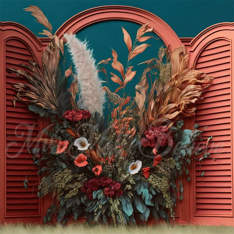 Kate Painterly Fine Art Floral Backdrop Interior Room with Dried Flowers Designed by Mini MakeBelieve - Kate Backdrop AU