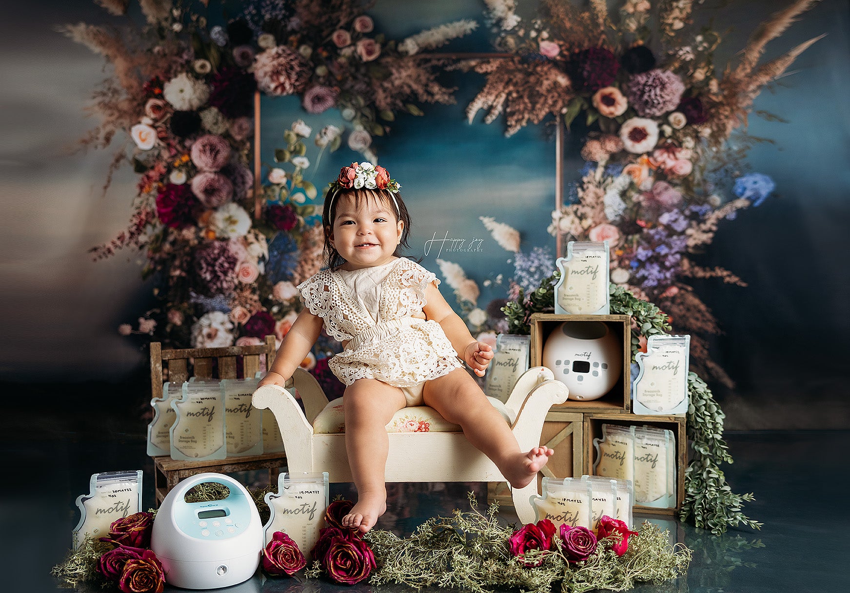 Kate Painterly Fine Art Backdrop Frame Spring Flowers Designed by Mini MakeBelieve - Kate Backdrop AU