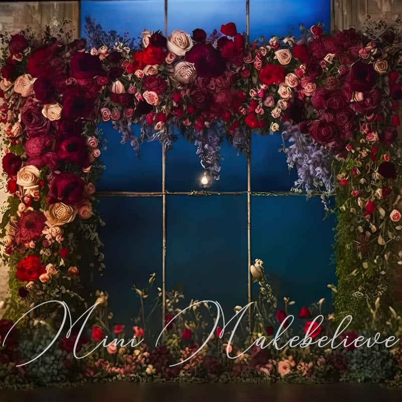 kate Painterly Fine Art Industrial Backdrop Brick Wall Red Flowers Designed by Mini MakeBelieve - Kate Backdrop AU