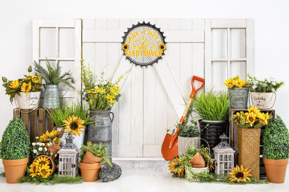 Kate Summer Sunflower Barn Farm Backdrop for Photography - Kate Backdrop AU