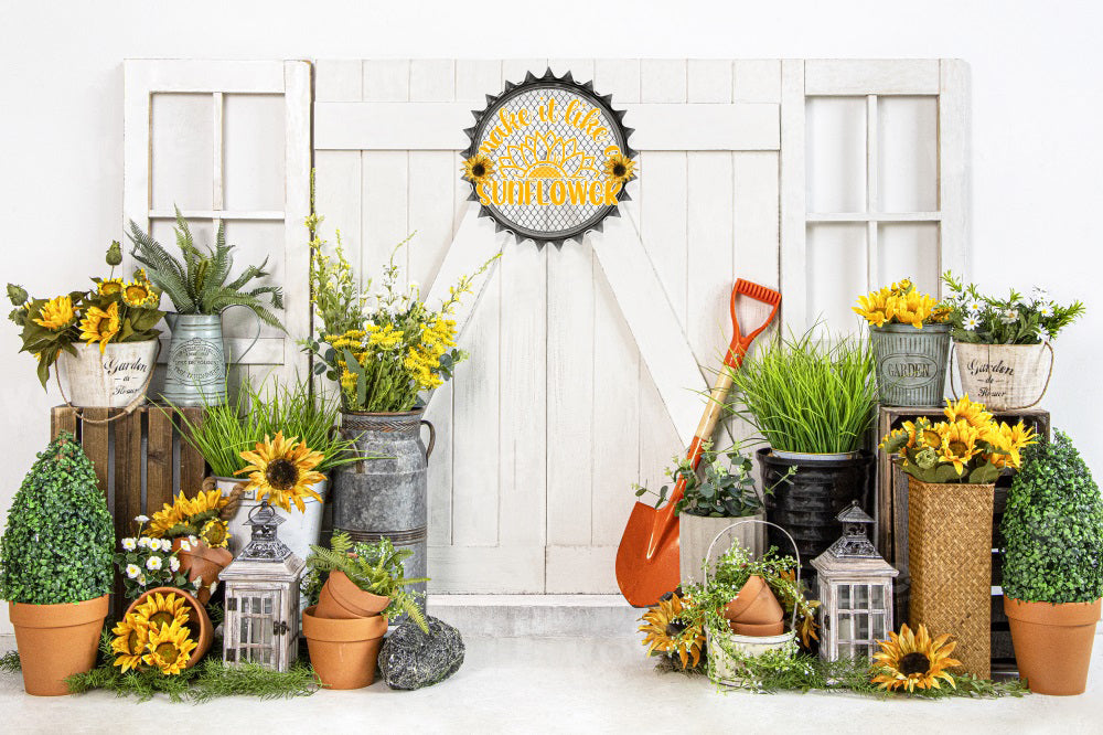 Kate Summer Sunflower Barn Farm Backdrop for Photography - Kate Backdrop AU