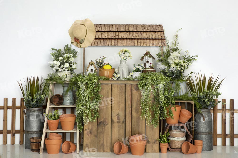 Kate Summer Yard Backdrop Flowerpot Designed by Emetselch - Kate Backdrop AU