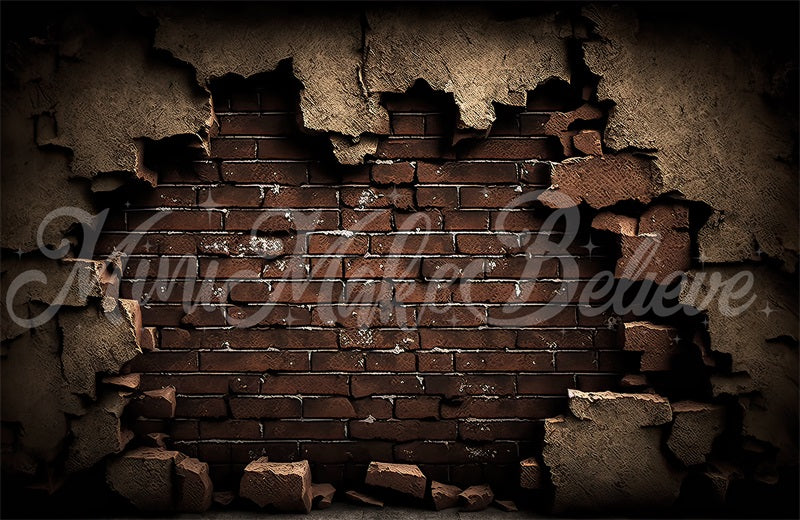 Kate Comic Superhero Birthday Backdrop Smash Cracked Brown Brick Wall Designed by Mini MakeBelieve - Kate Backdrop AU