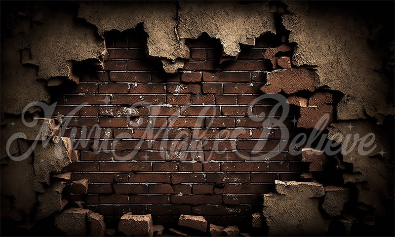 Kate Comic Superhero Birthday Backdrop Smash Cracked Brown Brick Wall Designed by Mini MakeBelieve - Kate Backdrop AU
