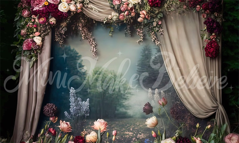 Kate Painterly Fine Art Floral Backdrop Vintage Landscape Curtains Designed by Mini MakeBelieve - Kate Backdrop AU