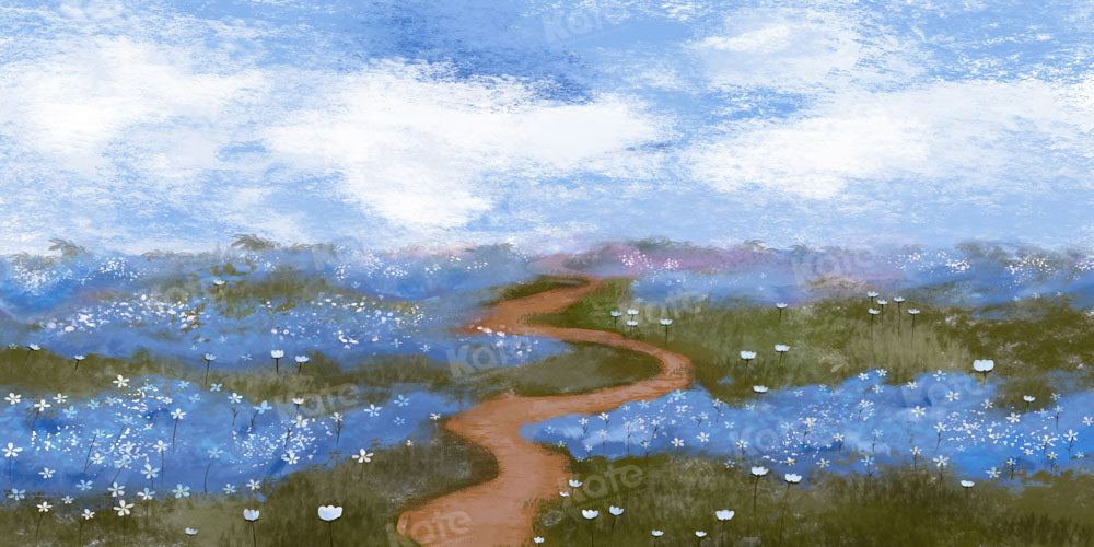 Kate Blue Flower Garden Backdrop Path Designed by GQ - Kate Backdrop AU