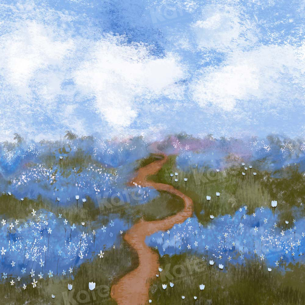 Kate Blue Flower Garden Backdrop Path Designed by GQ - Kate Backdrop AU