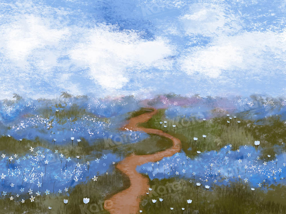 Kate Blue Flower Garden Backdrop Path Designed by GQ - Kate Backdrop AU