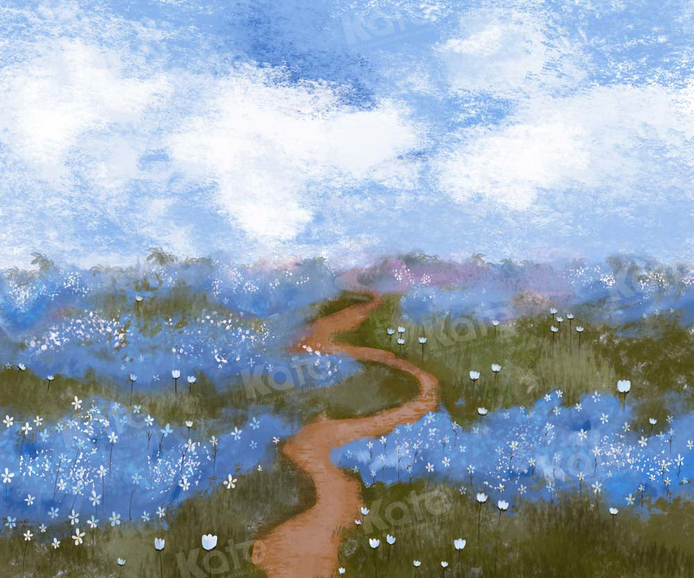 Kate Blue Flower Garden Backdrop Path Designed by GQ - Kate Backdrop AU