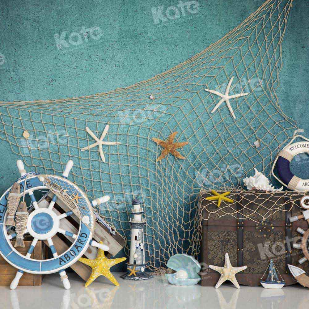 Kate Marine Life Backdrop Starfish Fishing Net Designed by Emetselch - Kate Backdrop AU