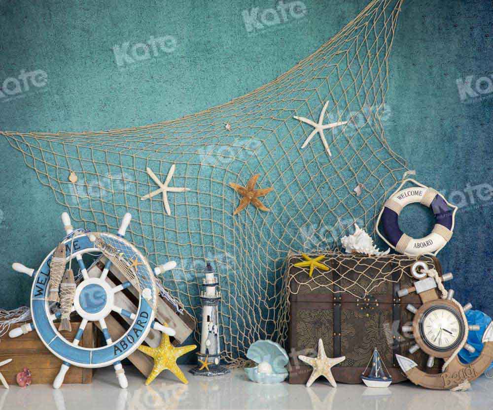 Kate Marine Life Backdrop Starfish Fishing Net Designed by Emetselch - Kate Backdrop AU