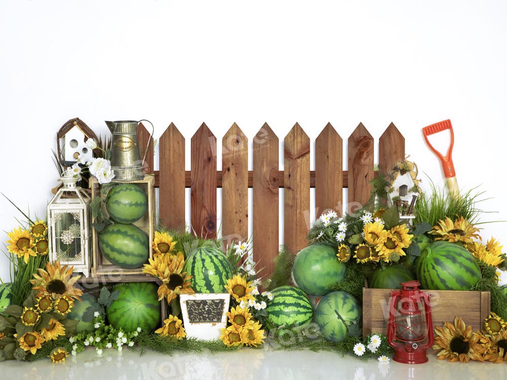 Kate Watermelon Farm Backdrop Wooden Fence Designed by Emetselch - Kate Backdrop AU