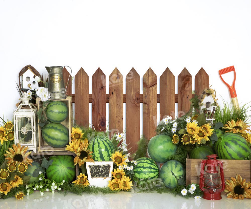 Kate Watermelon Farm Backdrop Wooden Fence Designed by Emetselch - Kate Backdrop AU