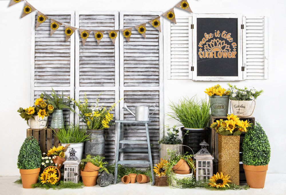 Kate Summer Sunflower Shop Backdrop for Photography - Kate Backdrop AU