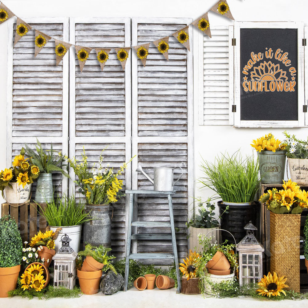 Kate Summer Sunflower Shop Backdrop for Photography - Kate Backdrop AU