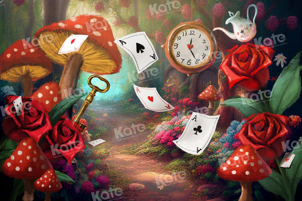 Kate Fantasy Magic World Backdrop Poker Rose Mushroom Designed by Chain Photography - Kate Backdrop AU