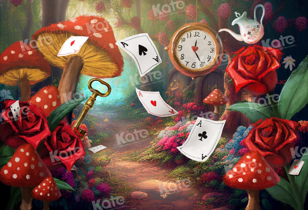 Kate Fantasy Magic World Backdrop Poker Rose Mushroom Designed by Chain Photography - Kate Backdrop AU