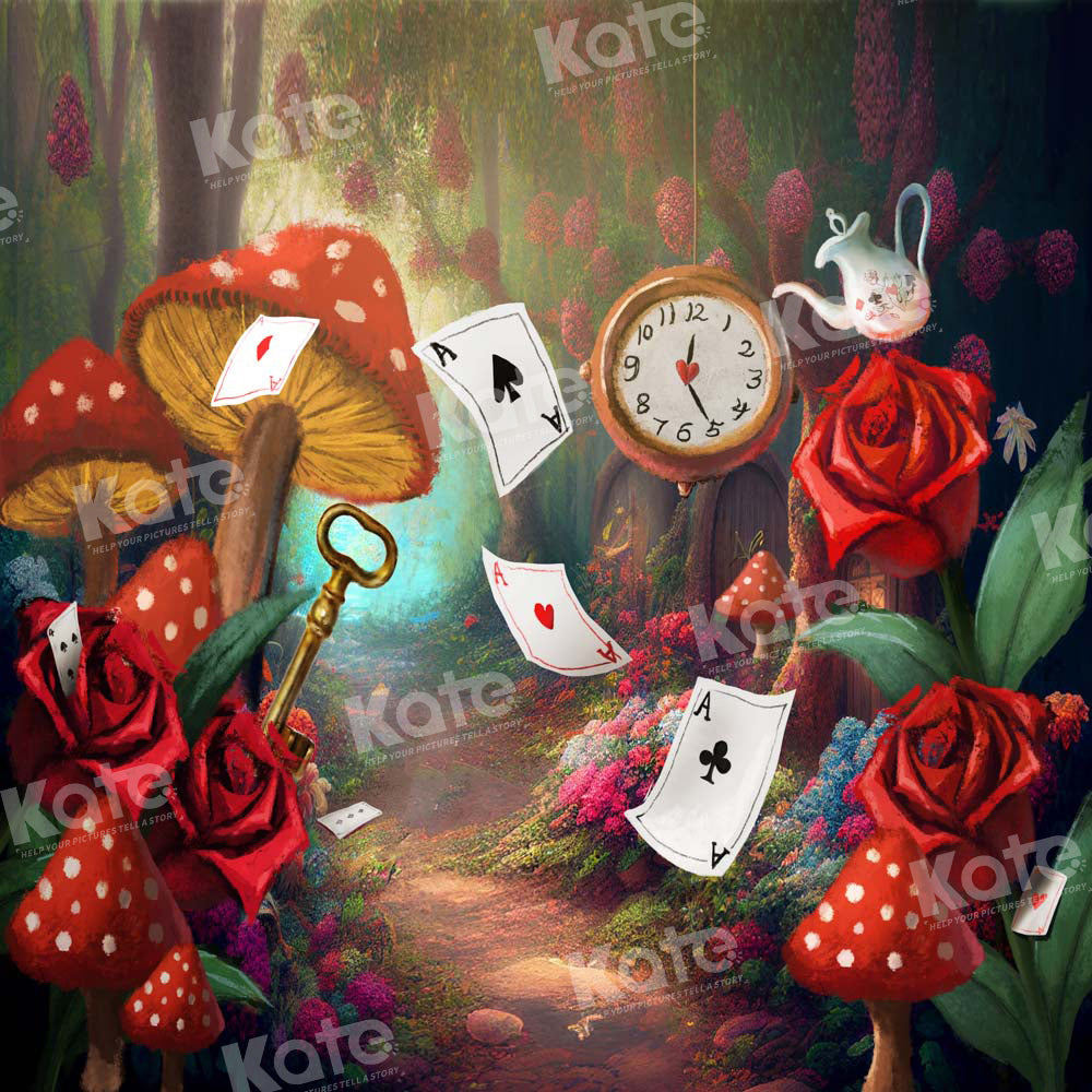 Kate Fantasy Magic World Backdrop Poker Rose Mushroom Designed by Chain Photography - Kate Backdrop AU