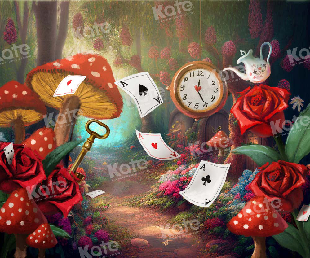 Kate Fantasy Magic World Backdrop Poker Rose Mushroom Designed by Chain Photography - Kate Backdrop AU