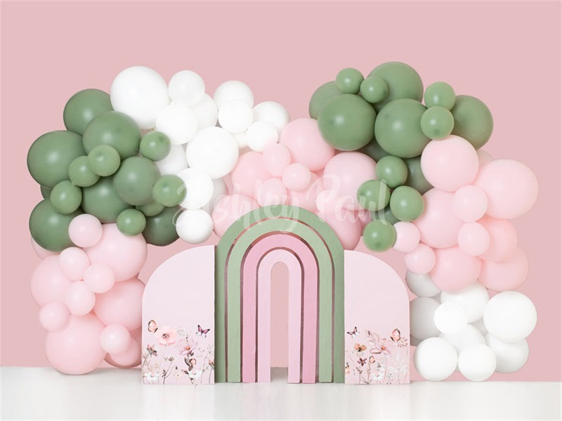 Kate Pink Arch Balloon Backdrop Designed by Ashley Paul - Kate Backdrop AU