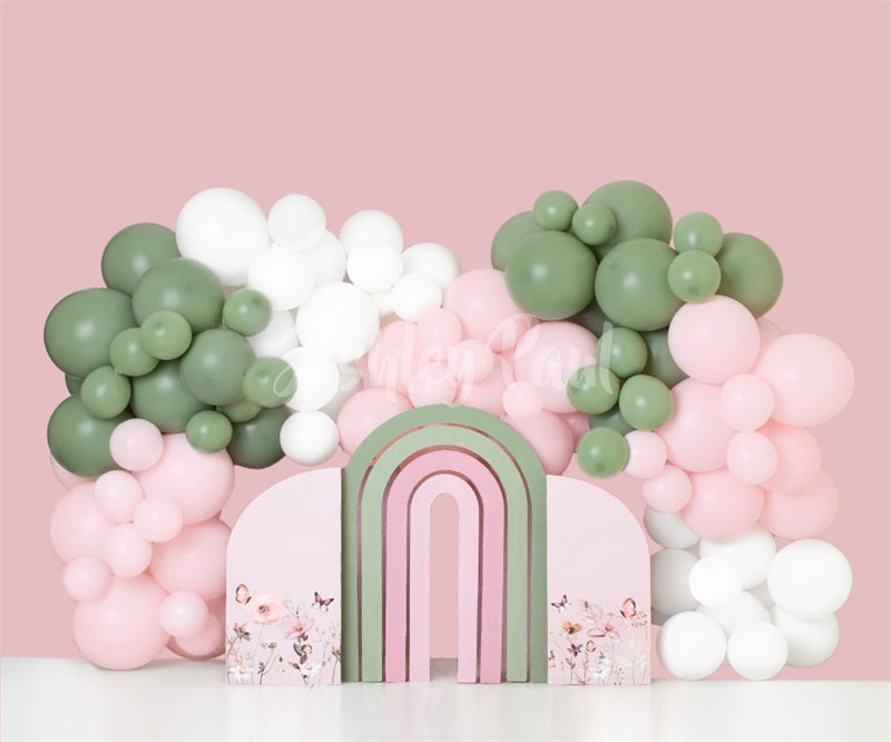 Kate Pink Arch Balloon Backdrop Designed by Ashley Paul - Kate Backdrop AU