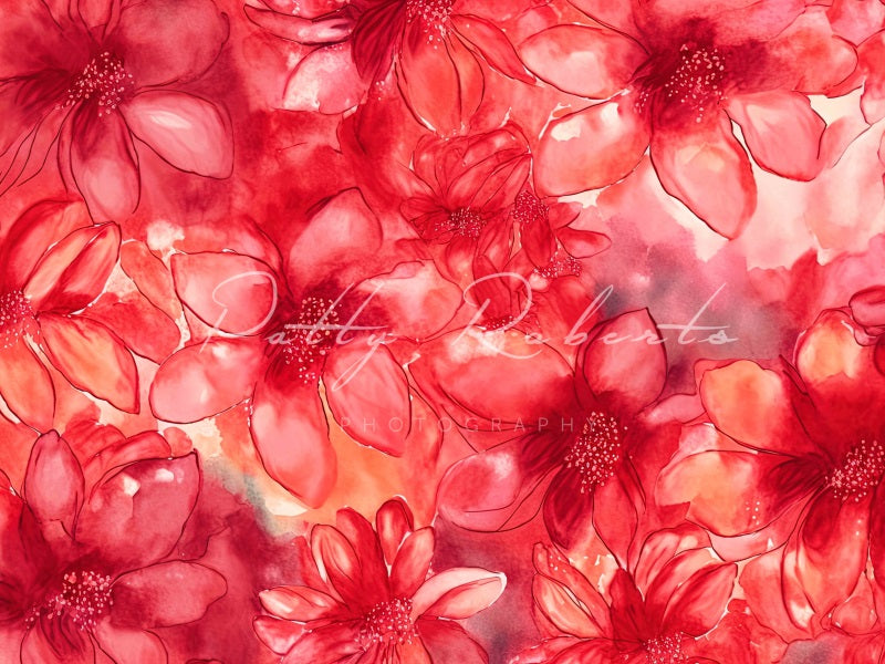 Kate Red Garden Welcome Flower Backdrop Fine Art Designed by Patty Robertss - Kate Backdrop AU