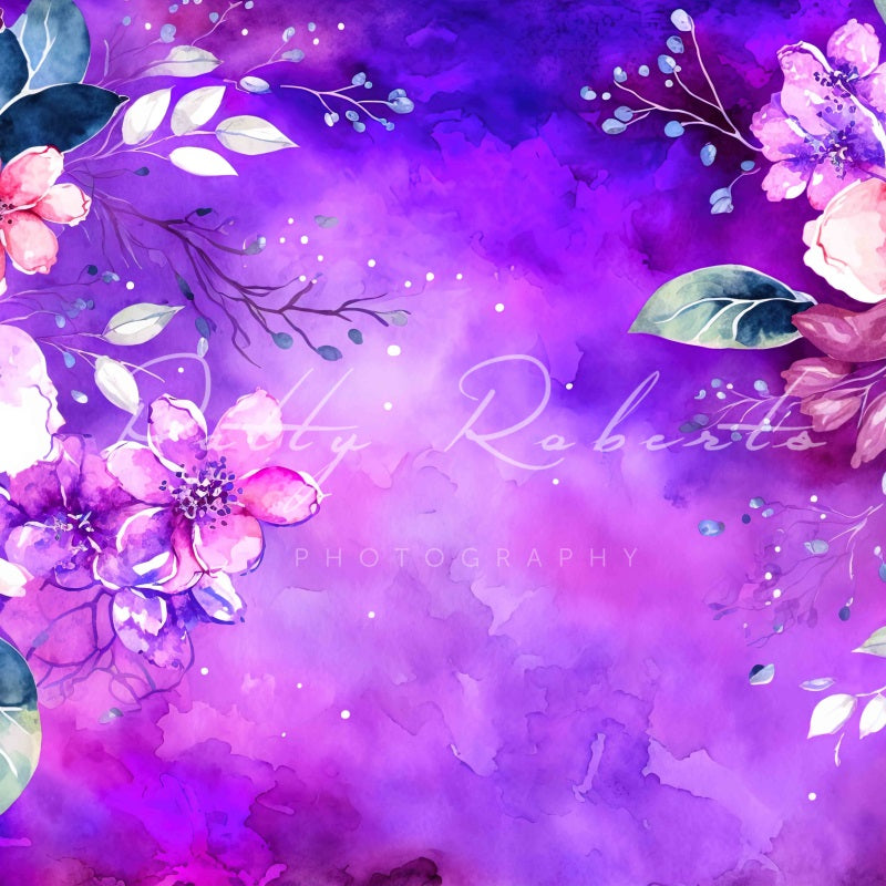 Kate Painted Purple Flowers Backdrop Designed by Patty Robertss - Kate Backdrop AU