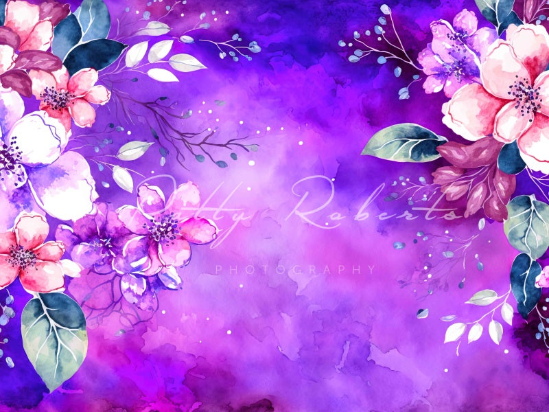 Kate Painted Purple Flowers Backdrop Designed by Patty Robertss - Kate Backdrop AU