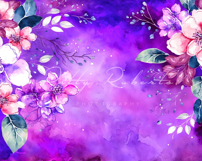 Kate Painted Purple Flowers Backdrop Designed by Patty Robertss - Kate Backdrop AU