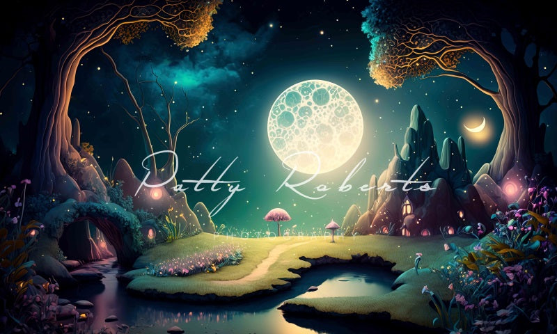 Kate Mythical Garden Backdrop Magic Moon Night Designed by Patty Robertss - Kate Backdrop AU