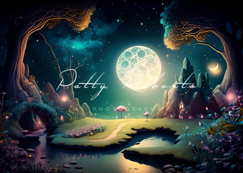 Kate Mythical Garden Backdrop Magic Moon Night Designed by Patty Robertss - Kate Backdrop AU