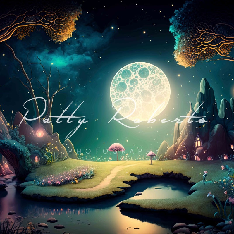 Kate Mythical Garden Backdrop Magic Moon Night Designed by Patty Robertss - Kate Backdrop AU