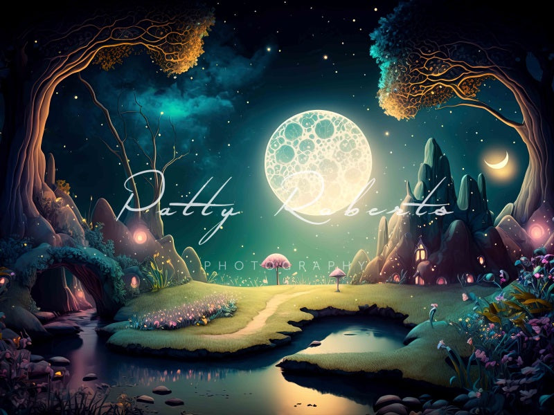 Kate Mythical Garden Backdrop Magic Moon Night Designed by Patty Robertss - Kate Backdrop AU