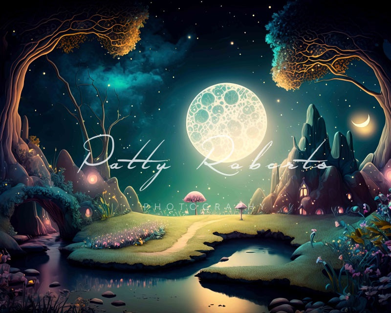 Kate Mythical Garden Backdrop Magic Moon Night Designed by Patty Robertss - Kate Backdrop AU