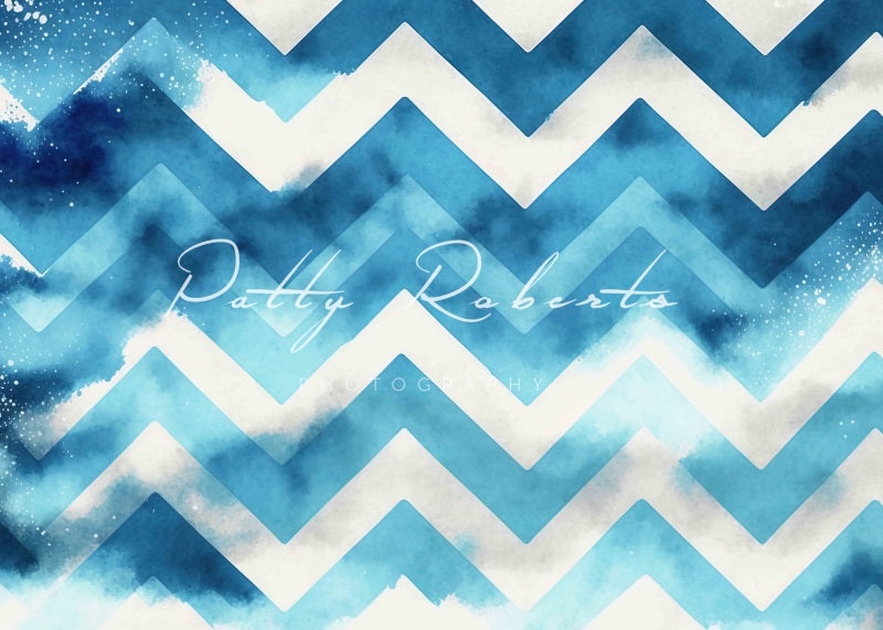 Kate Zig Zag Baby Backdrop Blue Designed by Patty Robertss - Kate Backdrop AU