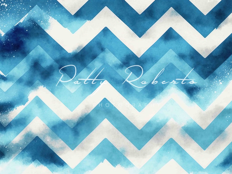 Kate Zig Zag Baby Backdrop Blue Designed by Patty Robertss - Kate Backdrop AU