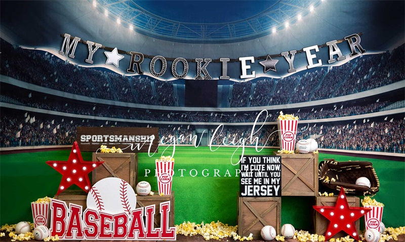 Kate My Rookie Year Baseball Backdrop Playground Designed by Megan Leigh Photography - Kate Backdrop AU