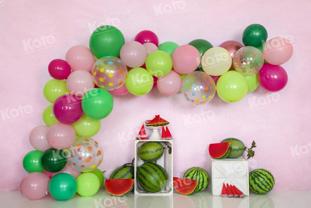 Kate Watermelon Balloon Backdrop Cake Smash Light Pink Wall Designed by Emetselch - Kate Backdrop AU