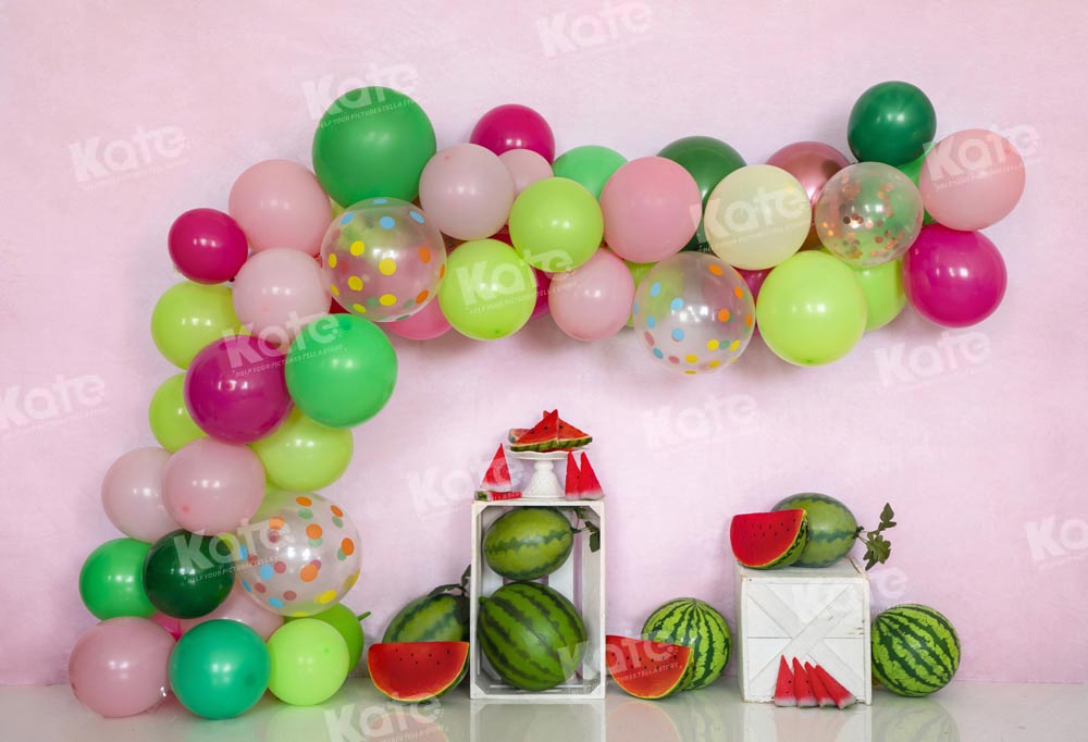 Kate Watermelon Balloon Backdrop Cake Smash Light Pink Wall Designed by Emetselch - Kate Backdrop AU