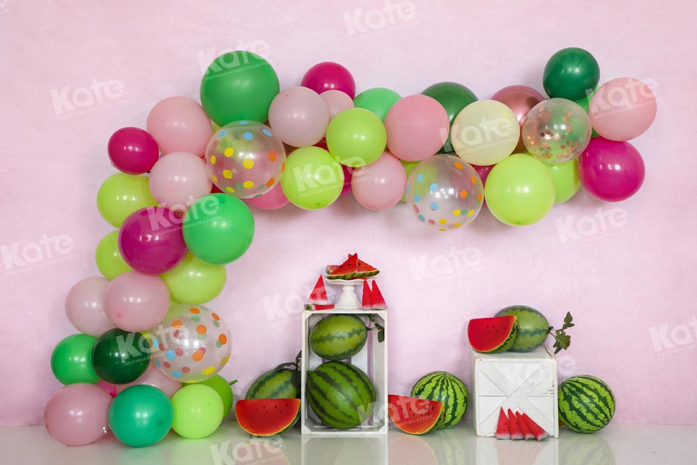 Kate Watermelon Balloon Backdrop Cake Smash Light Pink Wall Designed by Emetselch - Kate Backdrop AU