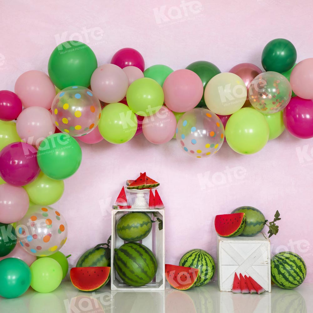 Kate Watermelon Balloon Backdrop Cake Smash Light Pink Wall Designed by Emetselch - Kate Backdrop AU