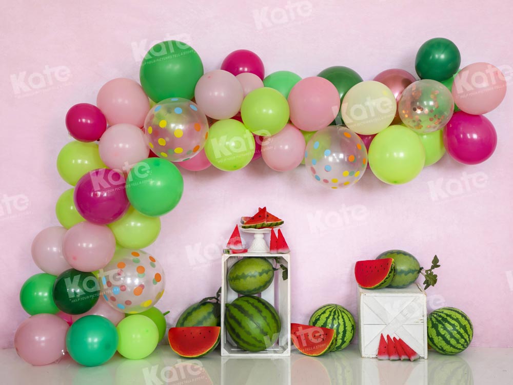 Kate Watermelon Balloon Backdrop Cake Smash Light Pink Wall Designed by Emetselch - Kate Backdrop AU