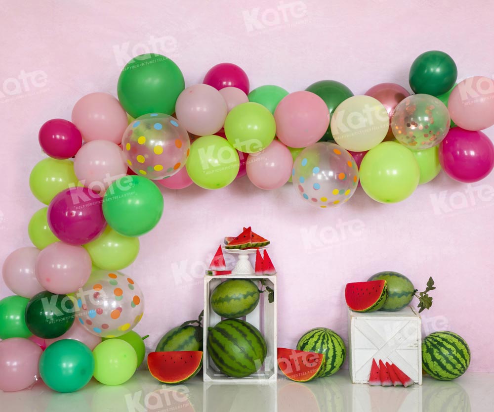 Kate Watermelon Balloon Backdrop Cake Smash Light Pink Wall Designed by Emetselch - Kate Backdrop AU