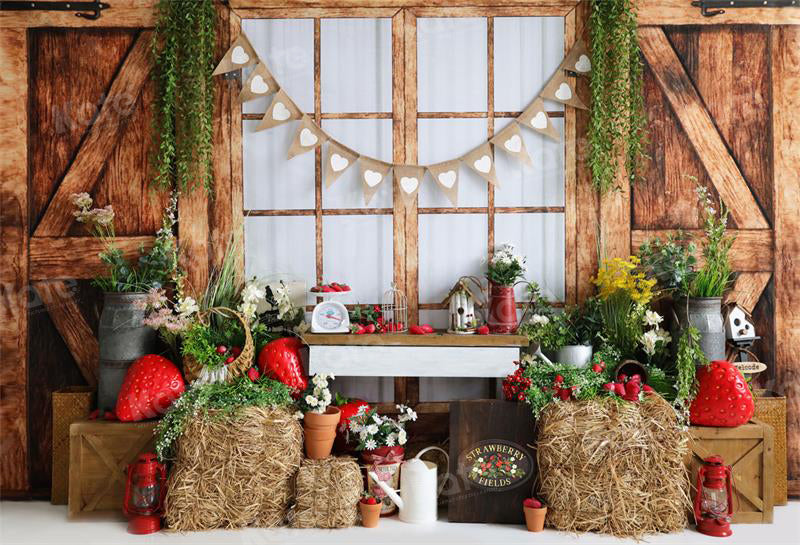 Kate Strawberry Flower Haystack Backdrop for Photography - Kate Backdrop AU