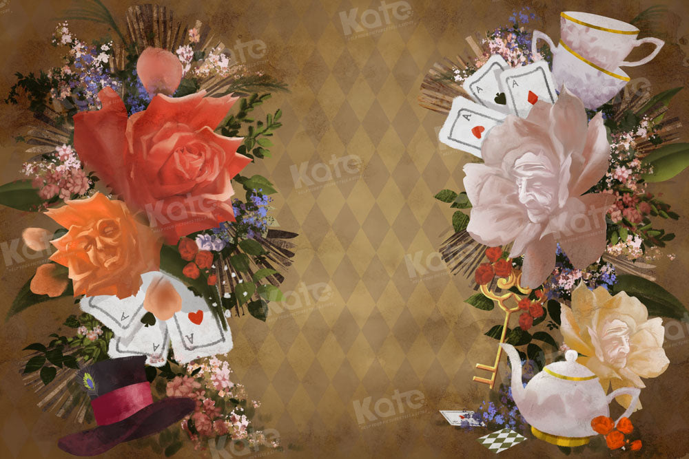 Kate Fine Art Floral Teapot Poker Hat Backdrop Designed by GQ - Kate Backdrop AU