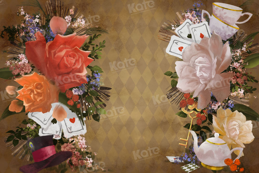 Kate Fine Art Floral Teapot Poker Hat Backdrop Designed by GQ - Kate Backdrop AU