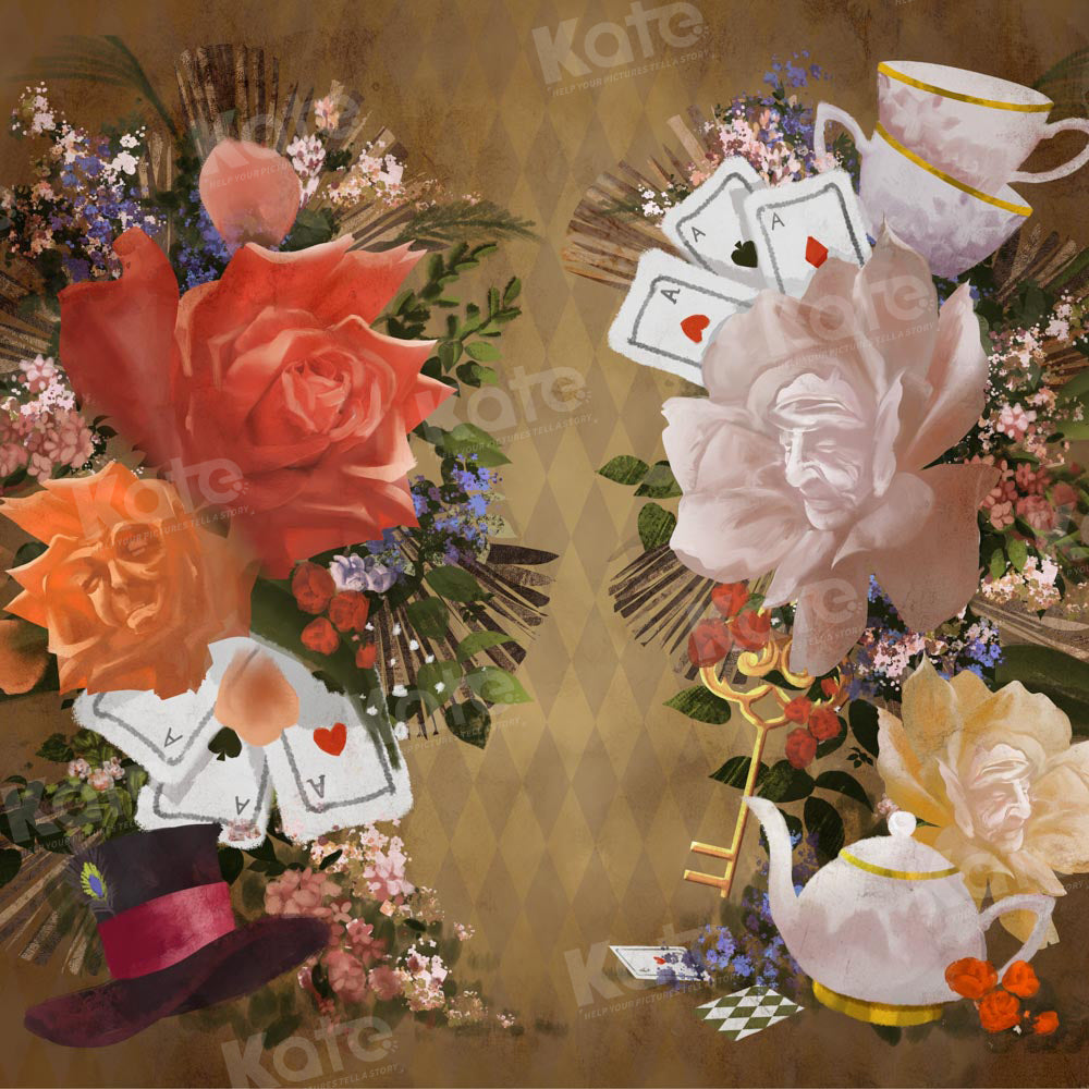 Kate Fine Art Floral Teapot Poker Hat Backdrop Designed by GQ - Kate Backdrop AU