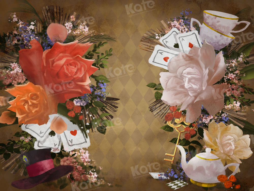 Kate Fine Art Floral Teapot Poker Hat Backdrop Designed by GQ - Kate Backdrop AU