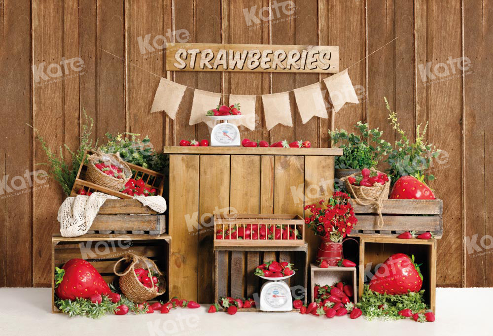 Kate Log House Strawberry Backdrop Designed by Emetselch - Kate Backdrop AU